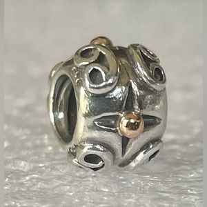 Pandora Retired Sterling Silver 925 & 14k Gold Florentine Charm
